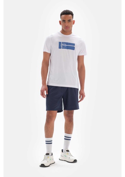 Beyaz Erkek Tenis Topu Baskılı Tişört