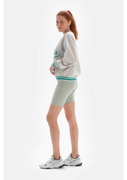 Gri Melanj Kadin Colorado Baski Sweatshirt