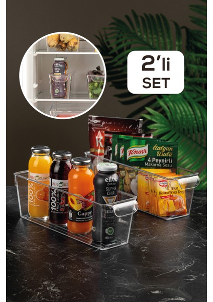 2'Li Buzdolabı Düzenleyici - Şeffaf Buzdolabı Içi Düzenleyici Organizer 10 X 32,5 X 10 Cm