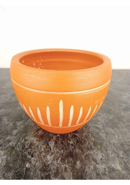 Ev Dekorasyon Dik Çizgi Desenli Terrakota Toprak Saksı Saksılık Salon Çiçeklik - 15 Cm fırsatları