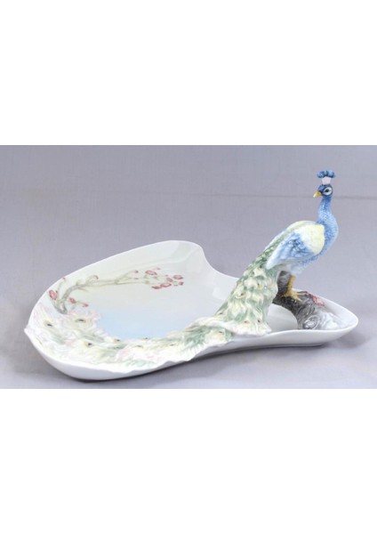 Veronese Biblolar → Wise Porselen-Tavuskuşlu Tabak-22,5*21,5*12,5 CM-JAP20317AA