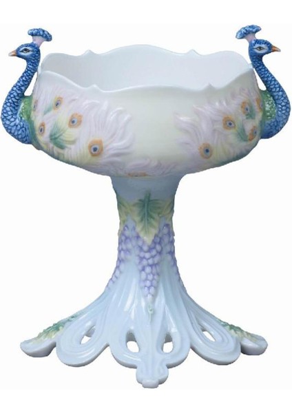 Veronese Biblolar → Wise Porselen-Tavuskuşu Tabak-11,5*11,5*16,5 CM– Dekoratif Obje ve Koleksiyonluk Model
