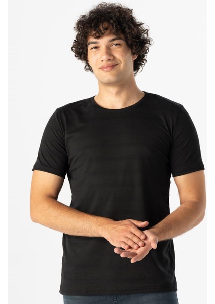 Polo Yaka Armürlü Siyah Erkek T-Shirt TS1014000266