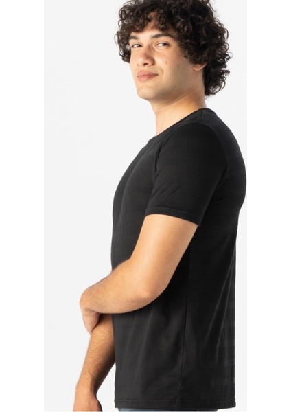 Polo Yaka Armürlü Siyah Erkek T-Shirt TS1014000266