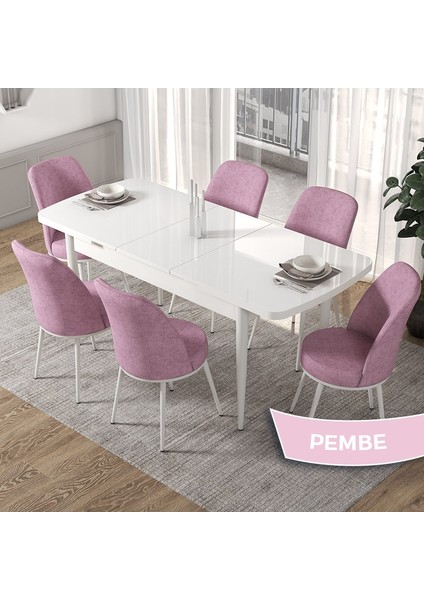 Concept Via Serisi Beyaz Açılabilir 80X132 Mutfak Masa Takımı 6 Adet Sandalye fiyatları