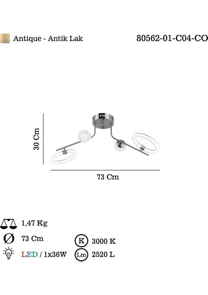 Vusto 4'lü Ledlı Eskıtme Plafonyer 3000K