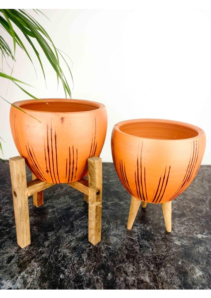 Ev Dekorasyon Siyah Çizgi Desenli Terrakota Toprak Saksı Saksılık Salon Çiçeklik İkili Set 3 Ayaklı- 4 Ayaklı- 15 Cm fırsatları