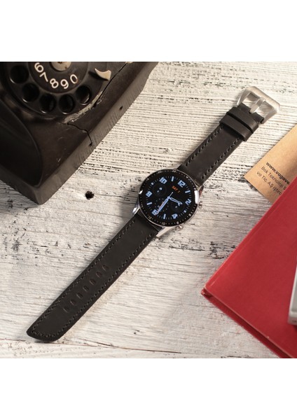 Huawei Watch Deri Kordon 46mm 22mm Gt2 E Gt2e Gt2pro Gt3 Pro Gt3pro Watch GT4 Gt 2 3 4 Huawei Watch 4 Pro Ultimate Pro Se 2e Elite Siyah Deri Kayış 46 22mm
