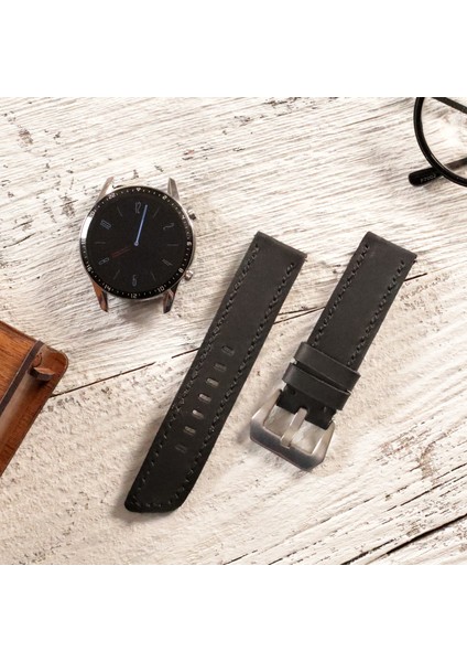 Huawei Watch Deri Kordon 46mm 22mm Gt2 E Gt2e Gt2pro Gt3 Pro Gt3pro Watch GT4 Gt 2 3 4 Huawei Watch 4 Pro Ultimate Pro Se 2e Elite Siyah Deri Kayış 46 22mm
