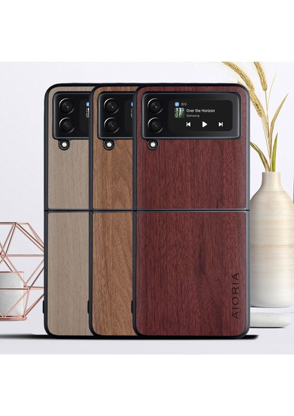 For Samsung Galaxy Z Flip 3 Ahşap Tahıl Cep Telefonu Kılıfları (Yurt Dışından) modelleri