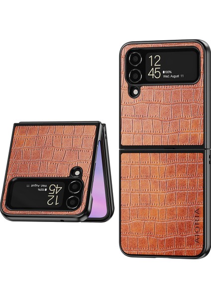 For Samsung Galaxy Z Flip 3 Timsah Deseni Cep Telefonu Kılıfları (Yurt Dışından)