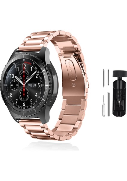 Samsung Galaxy Watch Gear S2 Uyumlu Kordon Paslanmaz Çelik Kordon Ayarlama Aparatlı