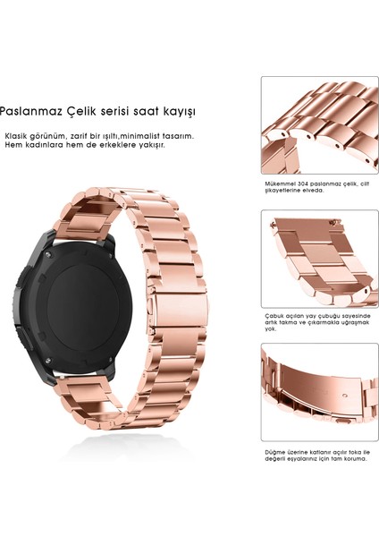 Samsung Galaxy Watch Gear S2 Uyumlu Kordon Paslanmaz Çelik Kordon Ayarlama Aparatlı fiyatları