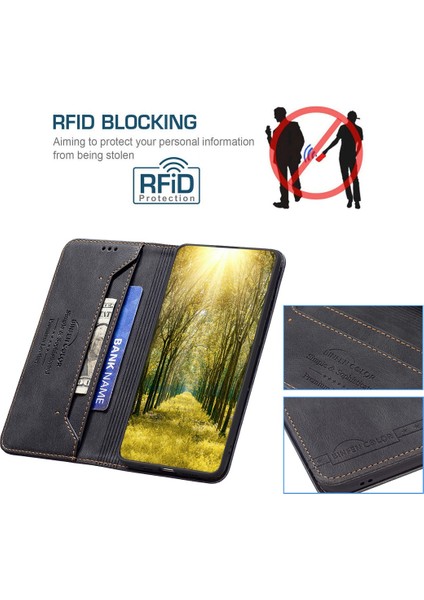 Binfen Renk Bf Deri Serisi-5 Samsung Galaxy A54 5g Style-08 Rfıd Blowantıon Mantıcety Auto Kapalı Dolu Kapalı Pu Deri Kılıf Telefon Kapağı Cüzdan Standı ile (Yurt Dışından) modelleri