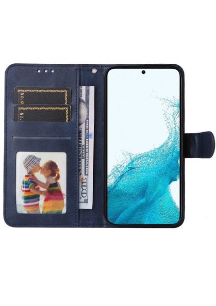 Samsung Galaxy A54 Için 5g Pu Deri Cüzdan Şok Geçirmez Telefon Kapağı Kıta Anti Klasik Buzağı Dokusu Telefon Stand Kılıfı Bilek Kayışı (Yurt Dışından)