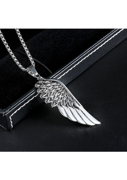 Kartal Kanadı Erkek Kadın Kolye Antik Gümüş Kaplama 60 cm Düz Zincir fiyatları