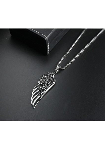 Kartal Kanadı Erkek Kadın Kolye Antik Gümüş Kaplama 60 cm Düz Zincir fırsatları