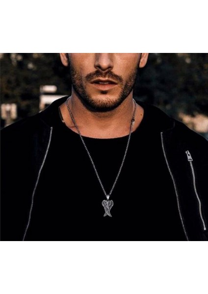 Gotik Vintage Çift Melek Kanatları Paslanmaz Çelik Kolye fiyatları