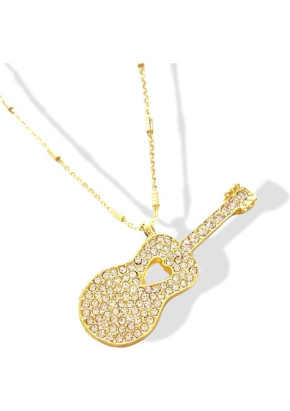 Gitar Kolye Zirkon Taşlı Kalp