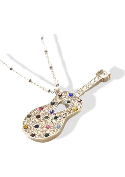 Gitar Kolye Renkli Zirkon Taşlı Kalp fiyatları