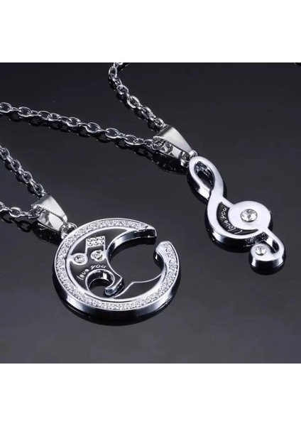 Sol Anahtar Nota Ikili Paslanmaz Çelik Kolye Kadın - Erkek