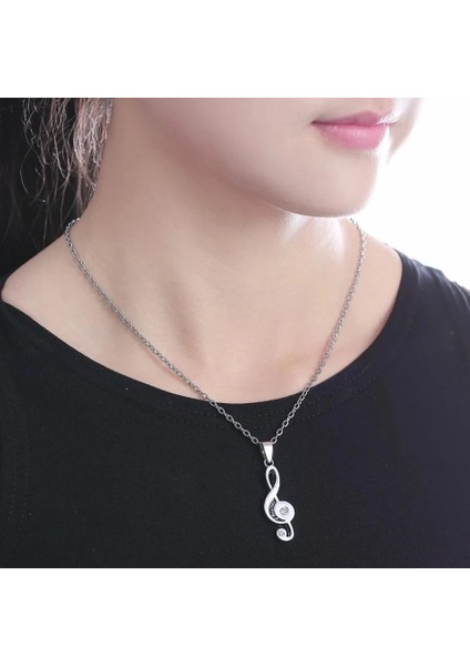 Sol Anahtar Nota Ikili Paslanmaz Çelik Kolye Kadın - Erkek fırsatları