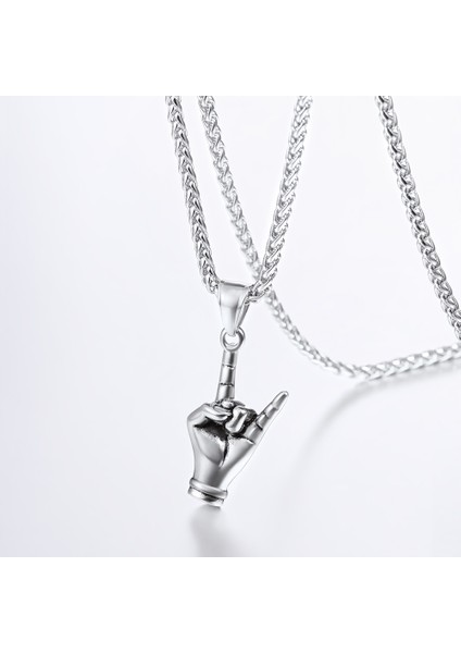 Rock N Roll Işareti Paslanmaz Çelik Kolye fiyatları