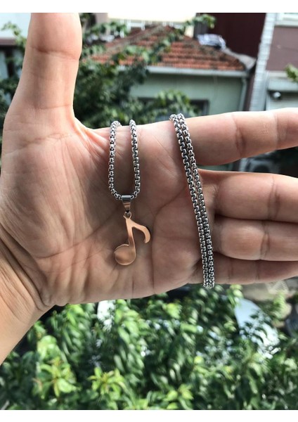 Nota Işareti Müzik Gümüş Renk Çelik Erkek Kolye fiyatları