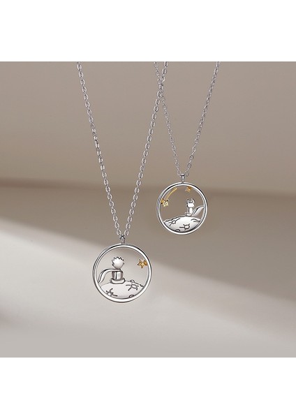 Little Prince Küçük Prens ve Tilki Best Friends Dostluk Sembolü Çift Kolye