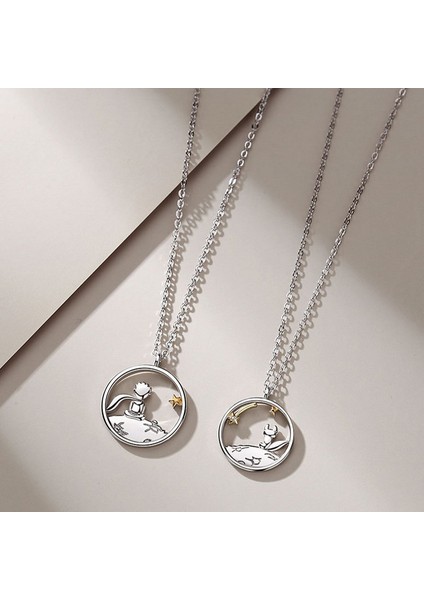 Little Prince Küçük Prens ve Tilki Best Friends Dostluk Sembolü Çift Kolye modelleri