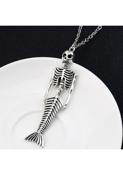 Vintage Gotik Mermord Deniz Kızı Iskelet Paslanmaz Çelik Kolye modelleri