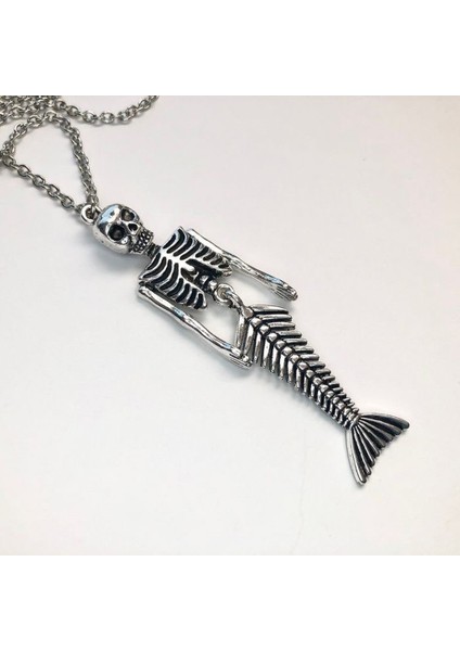 Vintage Gotik Mermord Deniz Kızı Iskelet Paslanmaz Çelik Kolye fırsatları