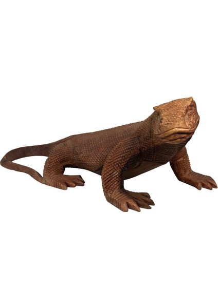 Abanoz Ağacı El Yapımı Komodo Ejderi Heykel/ Biblo 60*23CM