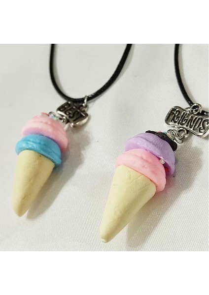 Best Friends Renkli Dondurma Külahı Arkadaşlık Sevgili Kolye fiyatları