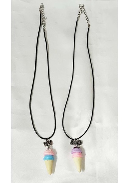 Best Friends Renkli Dondurma Külahı Arkadaşlık Sevgili Kolye modelleri