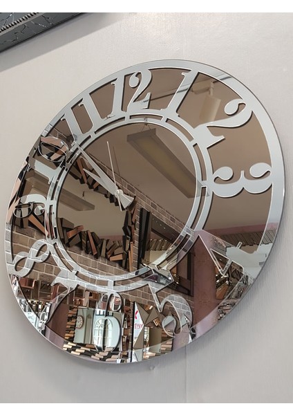Silver Latin Bronze Model Gümüş Bronz Renk 50 Cm Dekoratif Aynalı Duvar Saati fırsatları