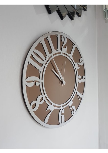 Silver Latin Bronze Model Gümüş Bronz Renk 50 Cm Dekoratif Aynalı Duvar Saati indirimleri
