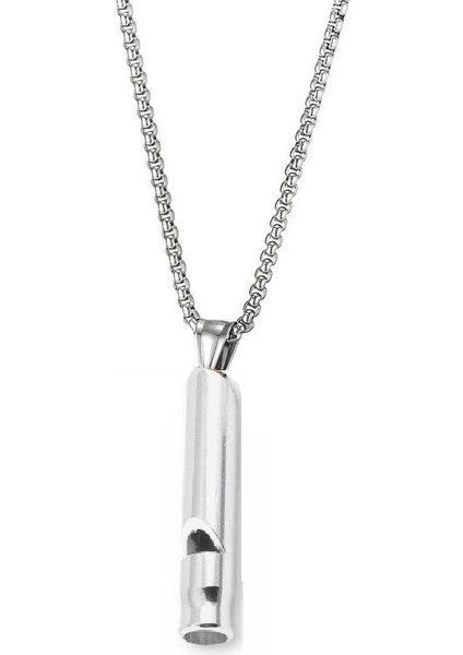 Hayatta Kalma Acil Yüksek Ses Çelik Zincir Düdük Kolye Gümüş Kadın & Erkek