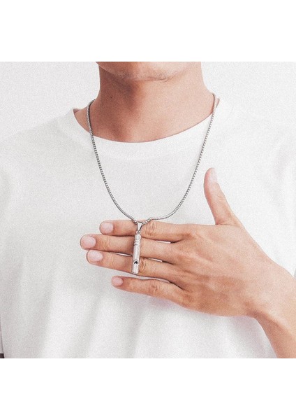 Hayatta Kalma Acil Yüksek Ses Çelik Zincir Düdük Kolye Gümüş Kadın & Erkek indirimleri