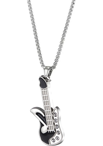 Taşlı Gitar Paslanmaz Çelik Kolye