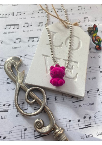 Pembe Tüylü Ayıcık Kolye