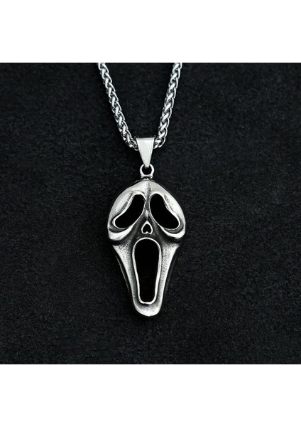 Scream Çığlık Erkek Kadın Kolye Antik Gümüş Kaplama