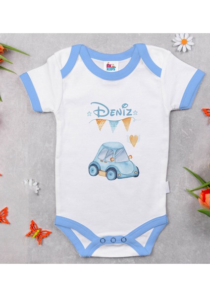 Kişiye Özel Isimli 5 Parça Mavi Bebek Body Zıbın Yastık Hediye Seti, Yeni Doğan Bebek Giyim Hediyesi-5 modelleri