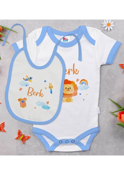 Kişiye Özel Isimli 6 Parça Mavi Bebek Body Zıbın Battaniye ve Yastık Hediye Seti, Yeni Doğan Bebek Giyim Hediyesi-4 modelleri