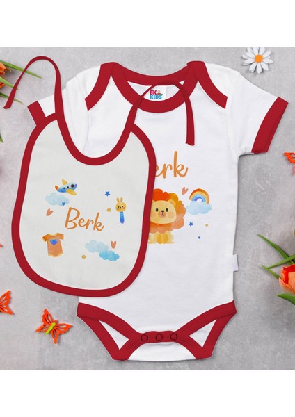 Kişiye Özel Isimli 6 Parça Kırmızı Bebek Body Zıbın Battaniye ve Yastık Hediye Seti, Yeni Doğan Bebek Giyim Hediyesi-7 modelleri