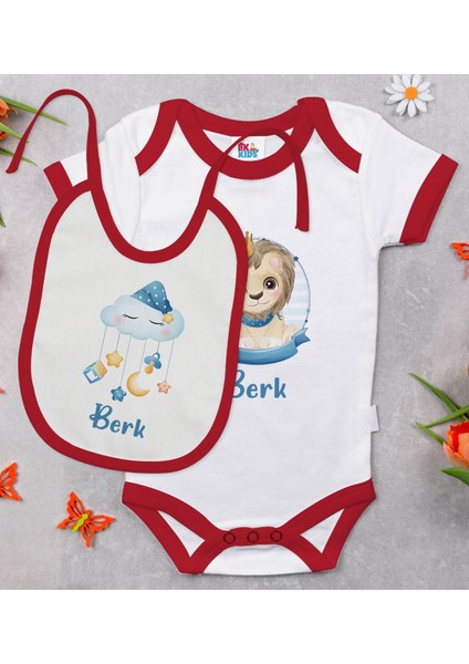 Kişiye Özel Isimli 6 Parça Kırmızı Bebek Body Zıbın Battaniye ve Yastık Hediye Seti, Yeni Doğan Bebek Giyim Hediyesi-5 modelleri
