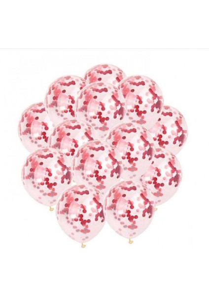 Kırmızı Konfetili Balon Seti 10 Adet