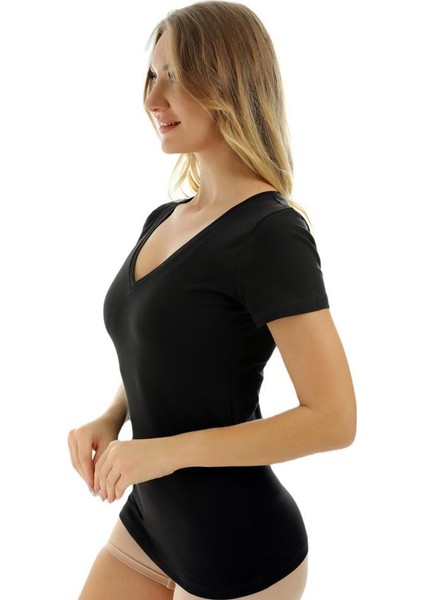 Kısa Kollu V Yaka Slim Fit Kadın Body T-Shirt 2036 fırsatları