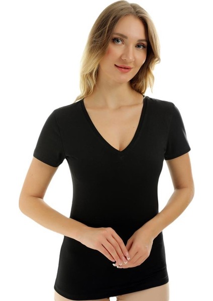 Kısa Kollu V Yaka Slim Fit Kadın Body T-Shirt 2036 indirimleri