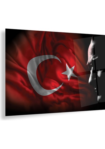 Atatürk ve Türk Bayrağı Cam Tablo